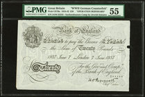 Great Britain Bank of England 20 Pounds 7.6.1937 Pick 337Ba PMG About Uncirculated 55. Paper maker's notch.

HID09801242017