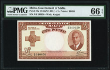 Malta Government of Malta 1 Pound 1949 (ND 1951) Pick 22a PMG Gem Uncirculated 66 EPQ. 

HID09801242017