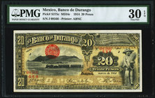 Mexico Banco de Durango 20 Pesos 3.1914 Pick S275c M334c PMG Very Fine 30 EPQ. 

HID09801242017