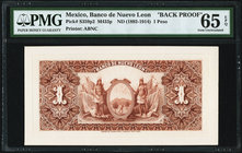 Mexico Banco de Nuevo Leon 1 Peso ND (1892-1914) Pick S359p2 Back Proof PMG Gem Uncirculated 65 EPQ. 

HID09801242017