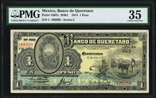 Mexico Banco de Queretaro 1 Peso 15.4.1914 Pick S397c M481 PMG Choice Very Fine 35. 

HID09801242017