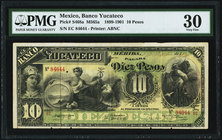 Mexico Banco Yucateco 10 Pesos 1889-1903 Pick S468a M565a PMG Very Fine 30. Small holes.

HID09801242017