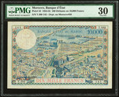 Morocco Banque d'Etat du Maroc 100 Dirhams on 10,000 Francs 28.4.1955 Pick 52 PMG Very Fine 30. 

HID09801242017