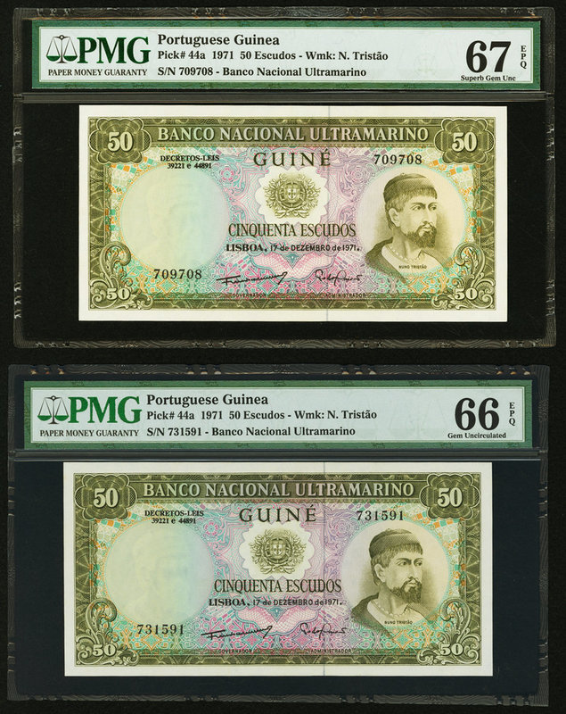 Portuguese Guinea Banco Nacional Ultramarino 50 Escudos 17.12.1971 Pick 44a Two ...