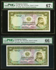 Portuguese Guinea Banco Nacional Ultramarino 50 Escudos 17.12.1971 Pick 44a Two Examples PMG Superb Gem Unc 67 EPQ; Gem Uncirculated 66 EPQ. 

HID0980...