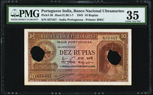 Portuguese India Banco Nacional Ultramarino 10 Rupias 29.11.1945 Pick 36 PMG Choice Very Fine 35. Two POCs.

HID09801242017