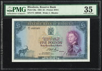 Rhodesia Reserve Bank of Rhodesia 5 Pounds 10.11.1964 Pick 26a PMG Choice Very Fine 35. 

HID09801242017