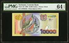 Suriname Centrale Bank van Surname 10,000 Gulden 1.1.2000 Pick 153 PMG Choice Uncirculated 64 EPQ. 

HID09801242017