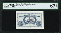 Syria Republique Syrienne 5 Piastres 15.2.1944 Pick 55 PMG Superb Gem Unc 67 EPQ. 

HID09801242017