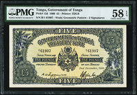 Tonga Government of Tonga 5 Pounds 2.12.1966 Pick 12d PMG Choice About Unc 58 EPQ. 

HID09801242017