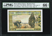 West African States Banque Centrale des Etats de L'Afrique de L'Ouest 500 Francs ND (1959-65) Pick 302Ck PMG Gem Uncirculated 66 EPQ. 

HID09801242017