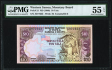 Western Samoa Monetary Board of Western Samoa 10 Tala ND (1980) Pick 22 PMG About Uncirculated 55 EPQ. 

HID09801242017