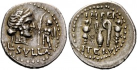 The Roman Republic 
 L. Cornelius Sulla. Denarius, mint moving with Sulla 84-83, AR 3.87 g. Diademed head of Venus r.; in r. field, Cupid standing l....