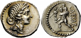 The Roman Republic 
 Imperatorial Issues 
 Julius Caesar. Denarius, Asia 48-47, AR 3.90 g. Diademed head of Venus r. Rev. CAESAR Aeneas advancing l....