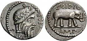The Roman Republic 
 Imperatorial Issues 
 Q. Caecilius Metellus Pius Scipio. Denarius, Africa 47-46, AR 3.80 g. Q·METEL Laureate head of Jupiter r....