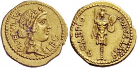 The Roman Republic 
 Imperatorial Issues 
 Q. Caepio Brutus and M. Servilius. Aureus, mint moving with Brutus 42, AV 8.03 g. M·SERVILIVS – LEG Laure...