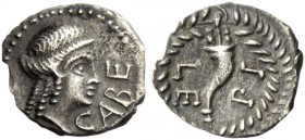 The Roman Republic 
 Imperatorial Issues 
 Lepidus. Obol, Cabellio circa 44-42, AR 0.32 g. CABE Head of Apollo r. Rev. LE – PI Cornucopiae; all with...