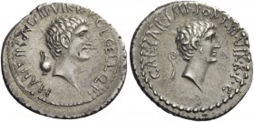 The Roman Republic 
 Imperatorial Issues 
 Marcus Antonius, C. Caesar Octavianus and L. Gellius. Denarius, mint moving with Mark Antony 41, AR 3.93 ...