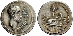 The Roman Republic 
 Imperatorial Issues 
 Cn. Domitius Ahenobarbus. Denarius, mint moving with Ahenobarbus in 41, AR 3.95 g. AHENOBAR Male head r.,...