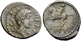 The Roman Republic 
 Imperatorial Issues 
 C. Caesar Octavianus . Denarius, mint moving with Octavian 41, AR 3.95 g. C·CAESAR·III·VIR·R·P·C Head of ...