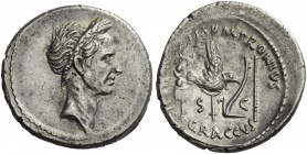 The Roman Republic 
 Imperatorial Issues 
 T. Sempronius Graccus. Denarius 40 or later, AR 3.81 g. Laureate head of J. Caesar r. Rev. TI·SEMPRONIVS ...