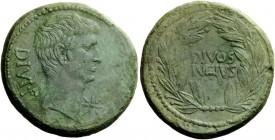 The Roman Republic 
 Imperatorial Issues 
 C. Caesar Octavianus. Bronze, Italy circa 38, Æ 17.12 g. DIVI·F Bare head of Octavian r., below chin, eig...