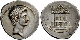 The Roman Empire 
 Octavian, 32 – 29 BC 
 Denarius, Brundisium and Roma (?) circa 29-27 BC, AR 3.87 g. Bare head r. Rev. IMP CAESAR on architrave of...