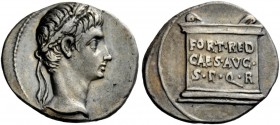 The Roman Empire 
 Octavian, as Augustus 27 BC – 14 AD 
 Denarius, Colonia Patricia (?) c. 20-19 BC, AR 3.75 g. Laureate head r. Rev. FORT RED / CAE...