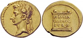 The Roman Empire 
 Octavian, as Augustus 27 BC – 14 AD 
 Aureus, Colonia Caesaugusta 19 BC, AV 7.81 g. Oak-wreathed head l. Rev. FORT RED / CAES AVG...