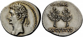 The Roman Empire 
 Octavian, as Augustus 27 BC – 14 AD 
 Denarius, Caesaraugusta (?) circa 19-18 BC, AR 3.86 g. Oak-wreathed head l. Rev. CAESAR / A...