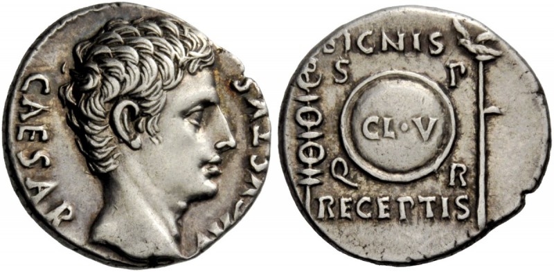 The Roman Empire 
 Octavian, as Augustus 27 BC – 14 AD 
 Denarius, Colonia Pat...