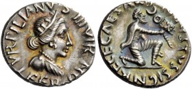 The Roman Empire 
 Octavian, as Augustus 27 BC – 14 AD 
 P. Petronius Turpilianus. Denarius circa 19 BC, AR 3.96 g. TVRPILIANVS IIIVIR / FERON Diade...