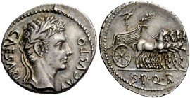The Roman Empire 
 Octavian, as Augustus 27 BC – 14 AD 
 Denarius, Colonia Patricia 18 BC, AR 3.85 g. CAESARI – AVGVSTO Laureate head r. Rev. Slow q...