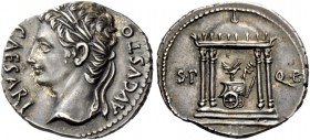 The Roman Empire 
 Octavian, as Augustus 27 BC – 14 AD 
 Denarius, Colonia Patricia circa 18 BC, AR 3.77 g. CAESARI – AVGVSTO Laureate head l. Rev. ...