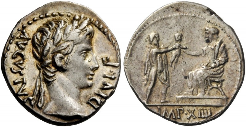 The Roman Empire 
 Octavian, as Augustus 27 BC – 14 AD 
 Denarius, Lugdunum 8 ...