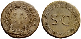 The Roman Empire 
 Octavian, as Augustus 27 BC – 14 AD 
 Divus Augustus. Sestertius 34-35 AD, Æ 28.65 g. DIVO AVGVSTO S·P·Q·R Shield within wreath i...