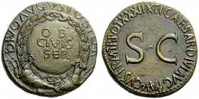 The Roman Empire 
 Octavian, as Augustus 27 BC – 14 AD 
 Divus Augustus. Sestertius 36-37 AD, Æ 26.08 g. DIVO AVGVSTO S·P·Q·R Shield within wreath i...