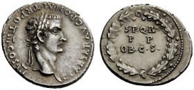 The Roman Empire 
 Gaius, 37 – 41 
 Denarius circa 40, AR 3.72 g. C CAESAR AVG PON M TR POT III COS III Laureate head r. Rev. S·P·Q·R / P·P / OB·C·S...