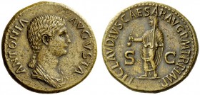 The Roman Empire 
 In the name of Antonia, wife of Nero Claudius Drusus mother of Claudius 
 Dupondius circa 41-50, Æ 15.87 g. ANTONIA – AVGVSTA Dra...