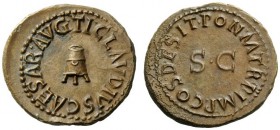 The Roman Empire 
 Claudius, 41 – 54 
 Quadrans circa 41, Æ 3.96 g. TI CLAVDIVS CAESAR AVG around modius. Rev. PON M TR P IMP COS DES IT around S C....
