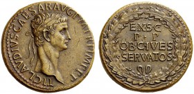 The Roman Empire 
 Claudius, 41 – 54 
 Sestertius circa 50-54, Æ 31.81 g. TI CLAVDIVS CAESAR AVG P M TR P IMP P P Laureate head r. Rev. EX·S·C· / P·...