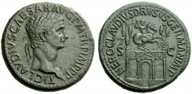 The Roman Empire 
 Claudius, 41 – 54 
 Sestertius circa 50-54, Æ 30.42 g. TI CLAVDIVS CAESAR AVG P M TR P IMP P P Laureate head r. Rev. NERO CLAVDIV...