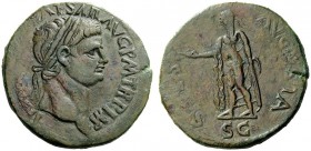 The Roman Empire 
 Claudius, 41 – 54 
 Contemporary imitation sestertius 50-54, Æ 20.39 g. [TI CLAVDIVS C]AESAR AVG P M TR P IMP Laureate head r. Re...