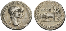 The Roman Empire 
 Nero augustus, 54 – 68 
 Denarius circa January-November 55, AR 3.67 g. NERO CLAVD DIVI F CAES AVG GERM IMP TR P COS Jugate busts...