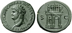 The Roman Empire 
 Nero augustus, 54 – 68 
 Sestertius Lugdunum circa 65, Æ 25.85 g. NERO CLAVD CAESAR AVG GER P M TR IMP P P Laureate bust l. with ...