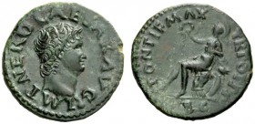 The Roman Empire 
 Nero augustus, 54 – 68 
 Semis circa 66, Æ 5.40 g. IMP NERO CAESAR AVG Bare head r. Rev. PONTIF MAX – TR POT PP Roma seated l. wi...