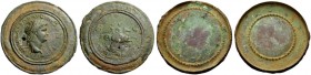 The Roman Empire 
 Nero augustus, 54 – 68 
 Mirror casing in two parts, styled after a Lugdunum sestertius issue of circa 67, Æ 68.43 g.. IMP NERO C...