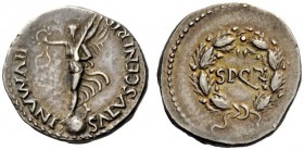 The Roman Empire 
 The Civil Wars, 68 – 69 
 Denarius, Gaul 68-69, AR 3.78 g. SALVS GENERIS – HVMANI Victory standing l. on globe holding wreath in ...