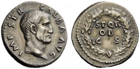 The Roman Empire 
 Galba, 68 – 69 
 Denarius July 68 – January 69, AR 3.45 g. IMP SER GALBA AVG Bare head r. Rev. S P Q R / OB / CS in oak wreath. C...