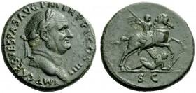 The Roman Empire 
 Vespasian, 69 – 79 
 Sestertius 72-73, Æ 26.32 g. IMP CAES VESPAS AVG P M TR P P V COS IIII Laureate head r. Rev. Vespasian ridin...